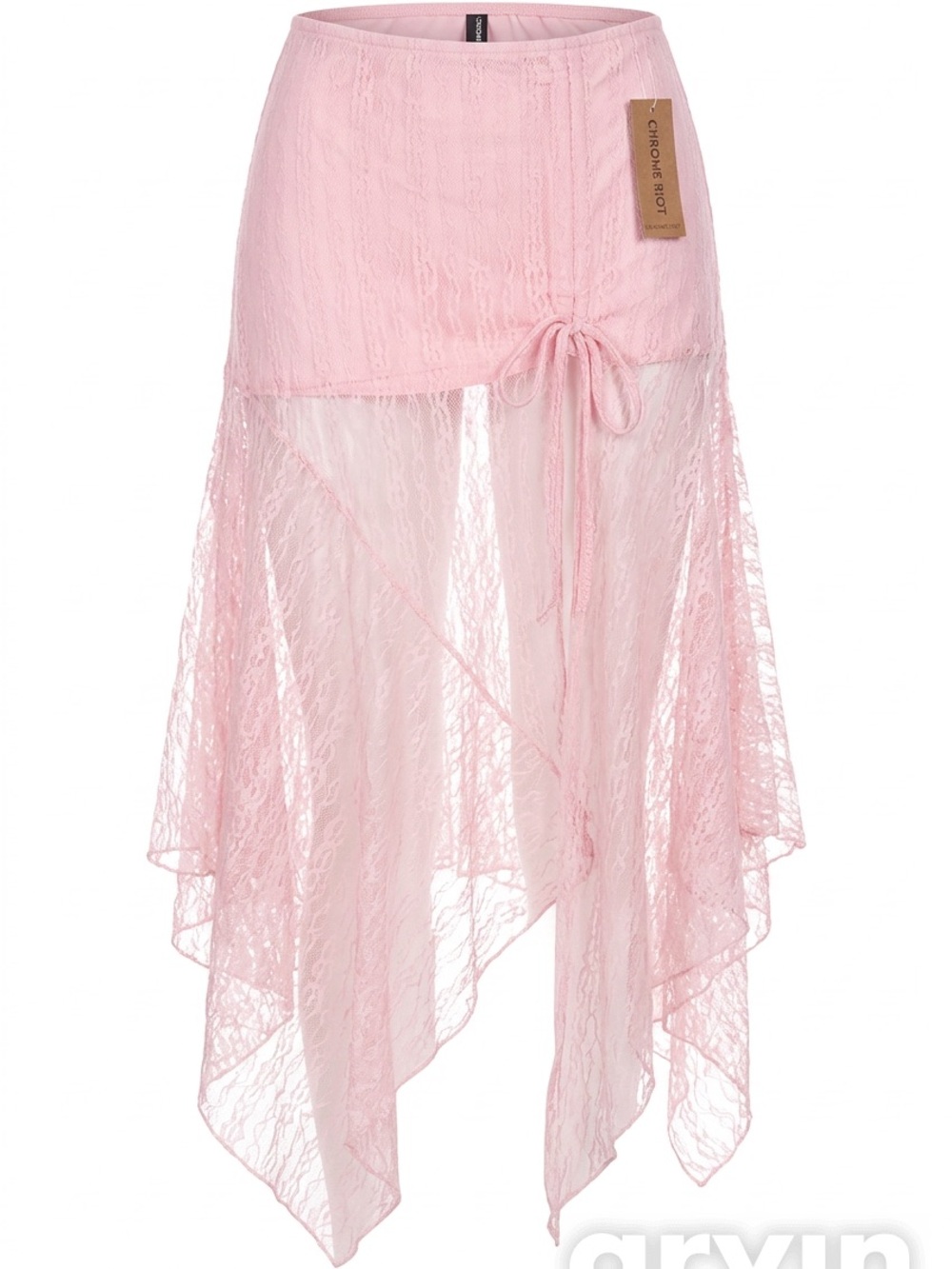 NWT Chrome Riot Asymmetrical Pink Lace Skirt Size M